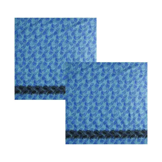 1 Yard All Over Monstera Leaves Firm Fen Rayon Poplin Fabric Single Border 45 Inch Width light blue {2}