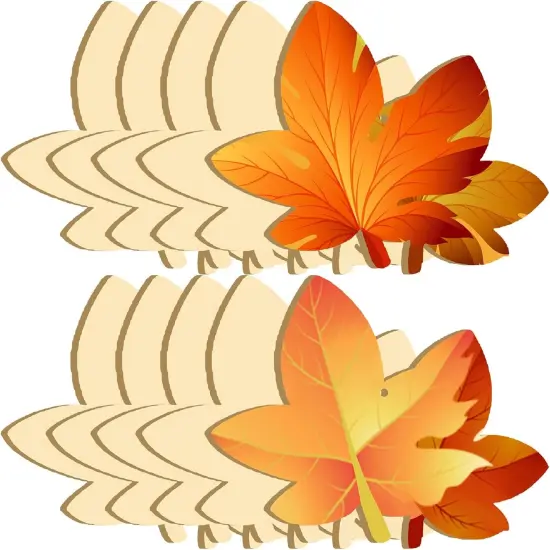 Large Size 7" Maple Leaf Crafts Slices Unfinished Blank Wooden Ornaments {1}