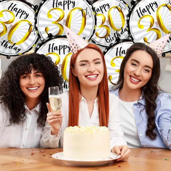 6pcs Happy 40th Birthday Balloons Kit,18inch Black and Gold Helium Foil Balloon {4}