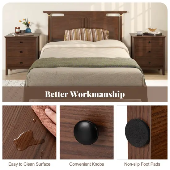 Costway 2PCS Nightstand with 3 Drawer for BedroomCompact Storage Chest Modern Sofa Side {6}