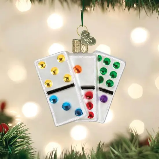 Old World Christmas 2.5 Inch Dominos Tree Ornament , Toppling Chain Game Multicolored {3}