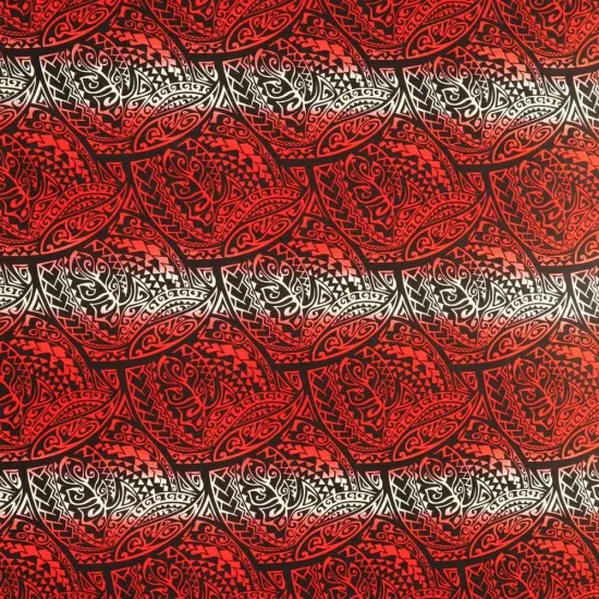 1 Yard Traditional Polynesian Tattoo Cotton-Poplin Fabric Gradient Design, 36" L x 45" W Red {1}