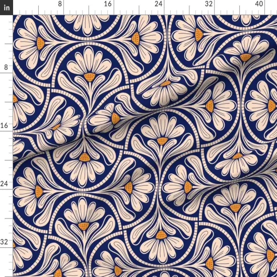 Various Fabrics by the Yard or Fat Quarter Blue Floral Yellow Cream Flowers Bold Modern Minimalist Cobalt Geometric Custom Printed Fabric by Spoonflower {1}