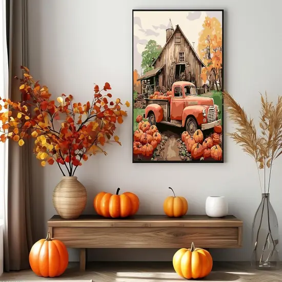 Autumn Pumpkin Paint by Numbers Kit - 16x16 Inch {2}