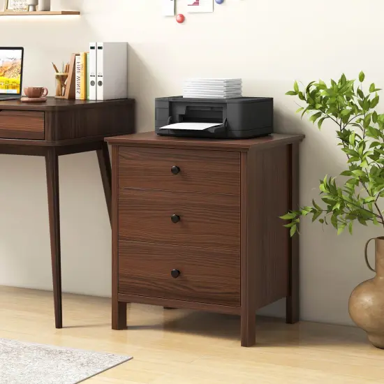 Costway 2PCS Nightstand with 3 Drawer for BedroomCompact Storage Chest Modern Sofa Side {5}