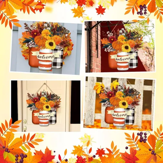 Fall Decor Wood Pumpkin Fall Door Sign {3}