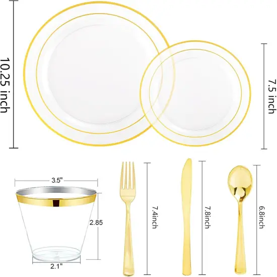 Silver Plastic Dinnerware Set &ndash; 350pc Lace Design, Disposable Plates, Cups & Cutlery {4}