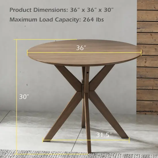 Costway Modern Round Wood Dining Table 35'' W/ Solid Wood Legs& Base for Home, Office {4}