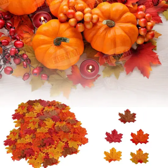 500PCS Artificial Maple Leaves 5 Assorted {3}