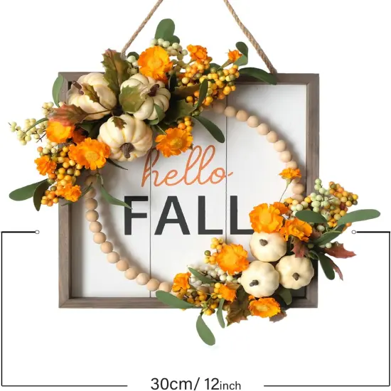 12&rsquo;&rsquo; Artificial Fall Wreath - White {3}