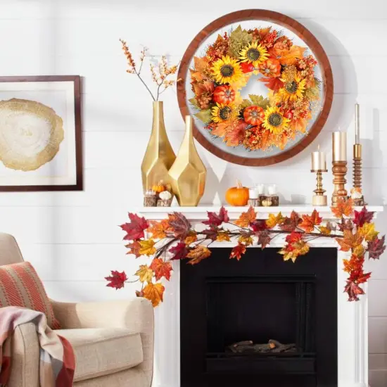 Pumpkin and Sunflowers Harvest Wreaths - Orange {4}