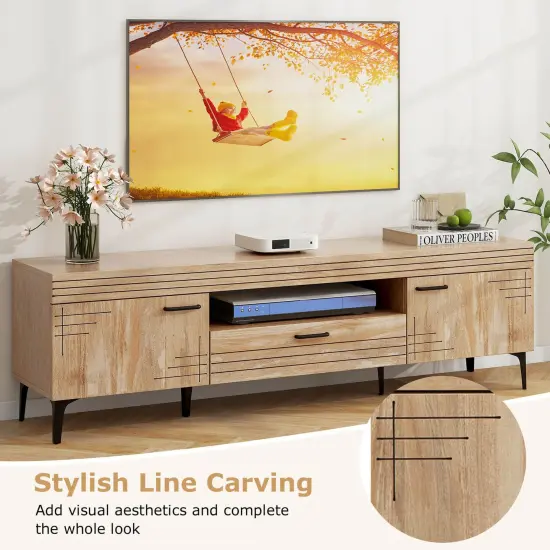Costway TV Stand for 65 Inch TVs Modern Entertainment Center with Drawer 2 Storage Cabinets {5}