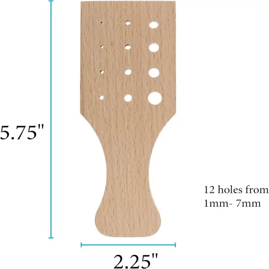 The Beadsmith Deluxe Wire Chain Drawplate, 6 x 2.25, Wooden, with Handle, 12 Holes - Diameter Range 1-7mm, Smooth, Shape and condense Knitted, Crocheted Woven or Braided Wire {3}