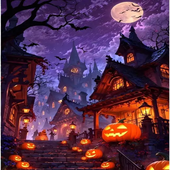 Halloween Pumpkin 5D Diamond Art Painting Kits for Adults,12x16inch {1}