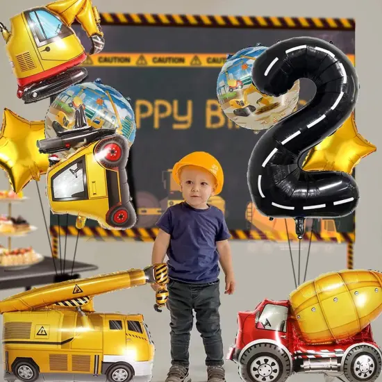 Construction Truck Balloons Party Supplies for Boys 2nd Birthday {4}