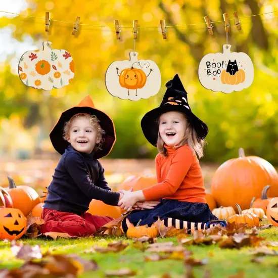 32 PCS Wooden Pumpkin Cutouts, 7.8 Inch Blank Pumpkin {4}
