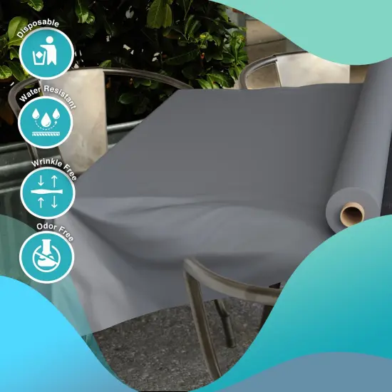 Exquisite Plastic Table Cover Roll &ndash; 40" x 300' Disposable Tablecloth Roll &ndash; Premium Thick 0.5 MIL Plastic Banquet Roll &ndash; Party Table Cover Roll for Events & Catering Silver {3}