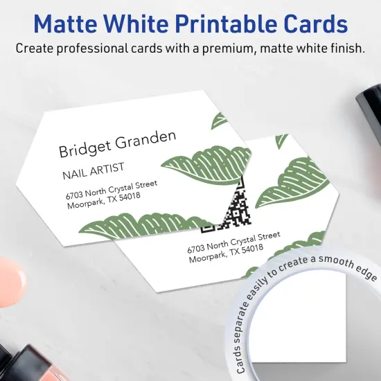 Avery Printable Geo Business Cards, Sure Feed Technology, 2" x 3-1/2", Matte White Cardstock, Print-to-The-Edge, Laser/Inkjet Printable, 80 Total {9}