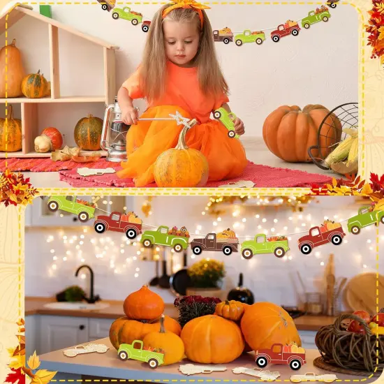 32 Pcs Thanksgiving Unfinished Wooden Cutout Fall Truck Pumpkin {5}