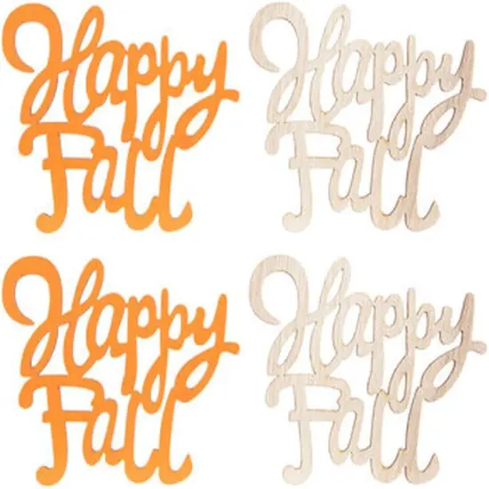 4 Pieces -Happy Fall Painted Wood Cutout Shapes {1}