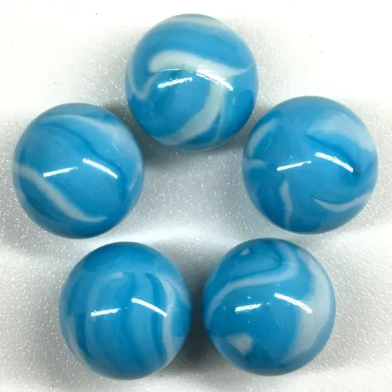 NEPTUNE Blue/White Glass Marbles 25mm (1 inch) SHOOTER Taw Lot {1}