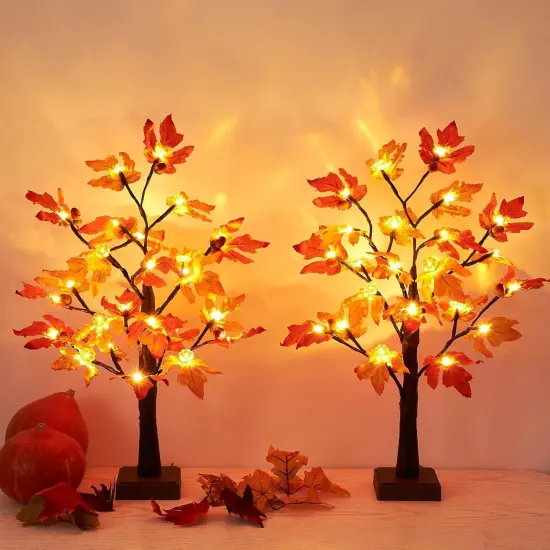 24 Inch Artificial Fall Lighted Maple Tree Decor {4}