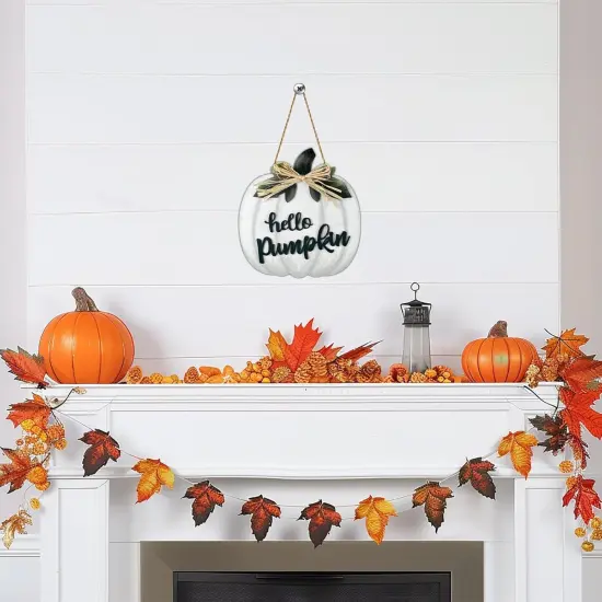 White Pumpkin Wall Decor Hello Pumpkin Sign {5}