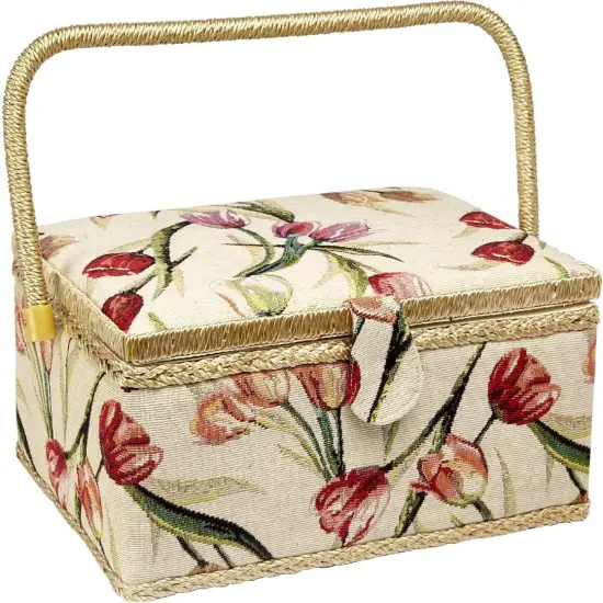 Floral Sewing Basket &ndash; Large Storage Box with Tray, Pin Cushion & Pocket {2}