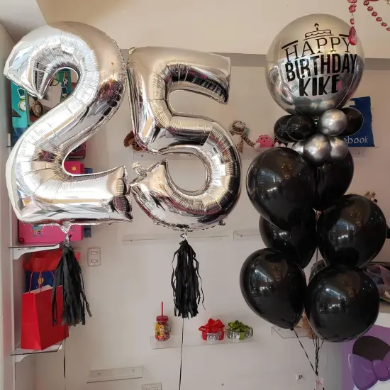 40 Inch Silver 26 Number Balloons - Silver 26 {4}