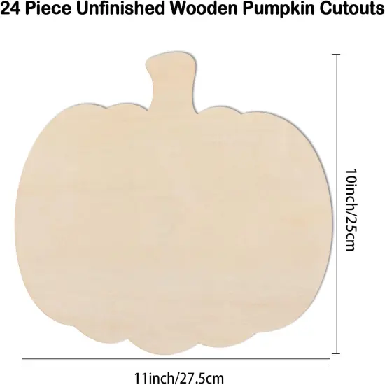 24 Pieces Large Wooden Pumpkin Cutouts 11 Inches {2}