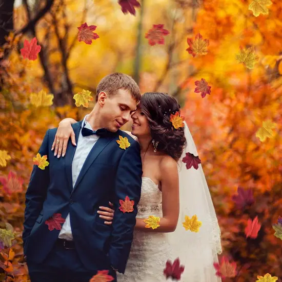 450 Pcs Artificial Fall Leaves Table Decoration(9 Colors) {4}