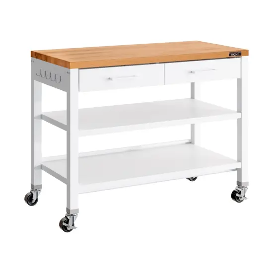 Seville Classics HOME Work Center Island Table, 48" W x 24" D x 36" H White {9}