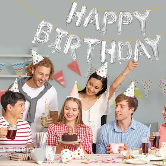 Happy Birthday Balloon Letters - (Silver) {4}