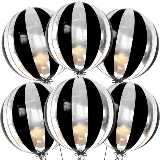22 Inch Black and Silver Balloons - Pack of 6 {1}