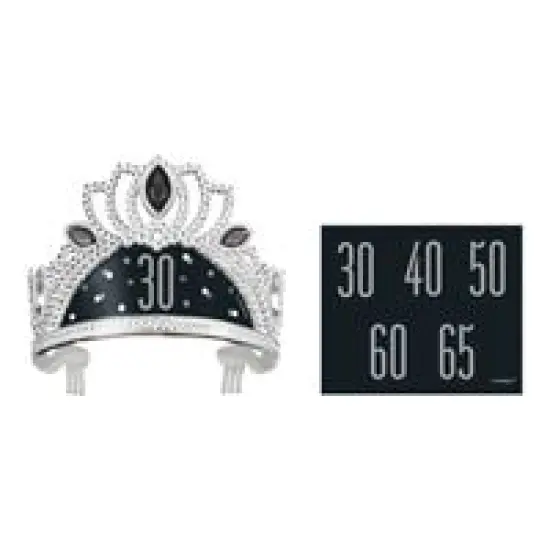 Birthday Black Glitz Plastic Tiara with Number Stickers {1}