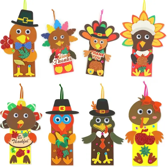 24 Set Turkey Crafts Kits DIY Thanksgiving Activity {1}