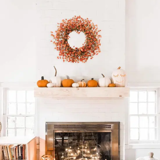 Fall Orange Forsythia Wreath - 22 Inch {3}