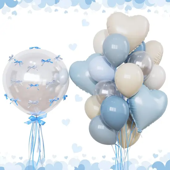 Light Baby Dusty Blue Cream Balloon 18 in {1}