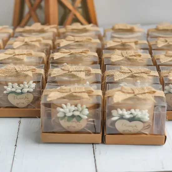 50pc Wooden Tealight Candle Holders &ndash; Wedding & Party Favors, Light Brown {4}