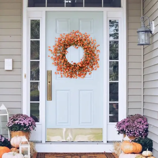Fall Orange Forsythia Wreath - 22 Inch {4}