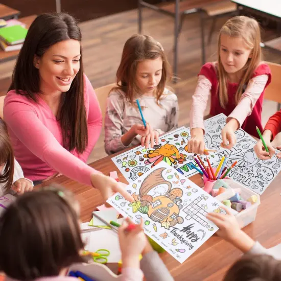 Fall Thanksgiving Coloring Placemats for Kids - 12 SHEETS {3}