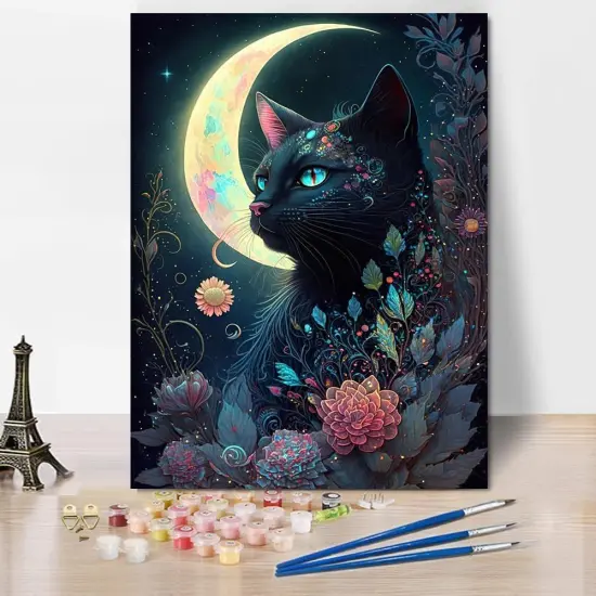 Black Cat Paint by Numbers - 12x16 Inch {1}