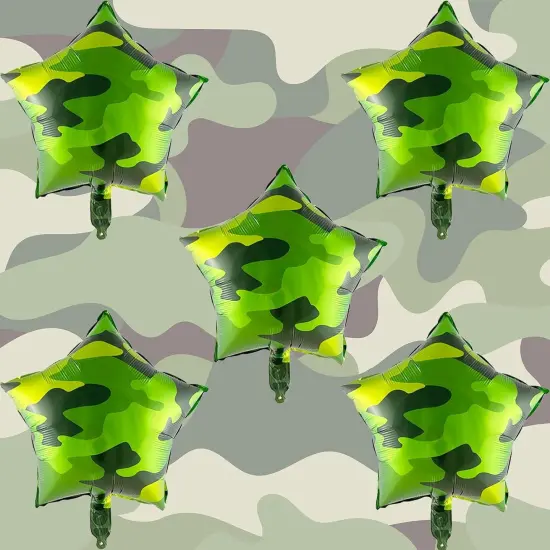 10Pcs Army Tanks Camouflage Party Balloons Army Tank Foil Balloons {3}