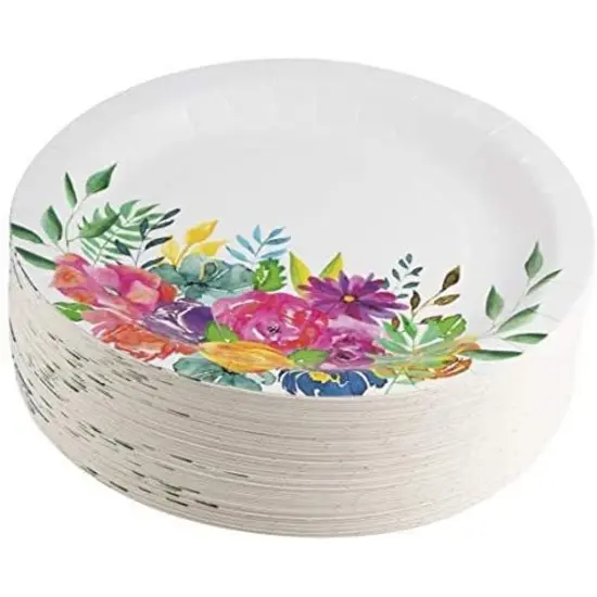 Juvale 80 Pack Vintage Disposable Floral Party Plates, 9 Inches, Ideal for Tea Parties, Weddings, Bridals, Baby Showers, Outdoor Lunch White {5}