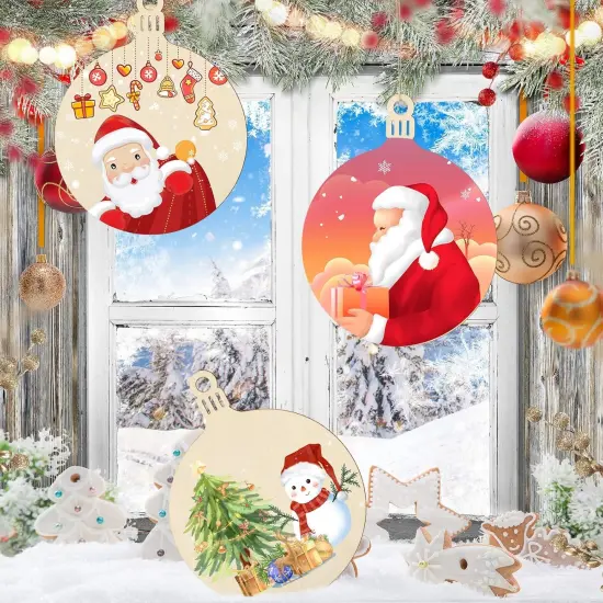 8 Pcs 11 Inch Wooden Star Cutouts Christmas Hanging Ornaments (Lantern Style) {4}