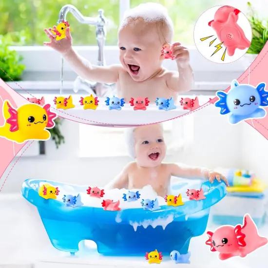 30 Pcs Axolotl Rubber Ducks - Pink, Yellow, Blue {5}