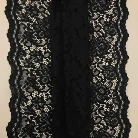 1 Yard Black Vintage Corded Lace Fabric for Dresses Gowns Diy Sewing Crafts 52/54&rdquo; Width {2}