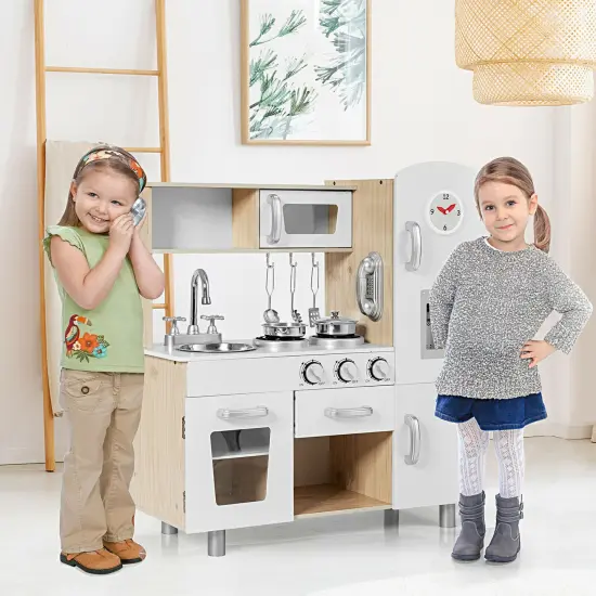Costway Vintage Play Kitchen Pretend Kids Cooking Playset Toys w/Water Dispense {4}