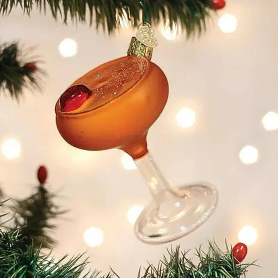 Old World Christmas 3.5 Inch Manhattan Martini Christmas Tree Ornament , Party Drink Cocktail Brown {3}
