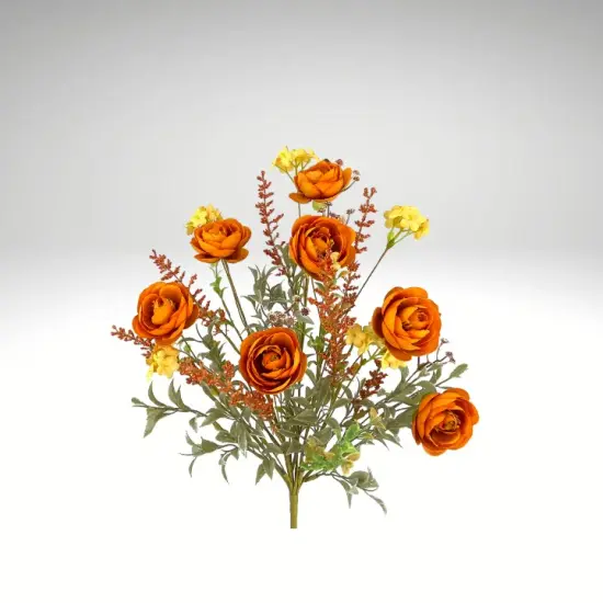 21" Fall Ranunculus Filler Bush &ndash; Artificial Autumn Flower Spray for Seasonal Wreaths & Decor-56880OR {2}
